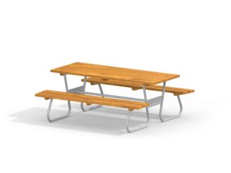 Wood-metal table with benches